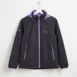 Black & Purple Plaid Hooded Jacket