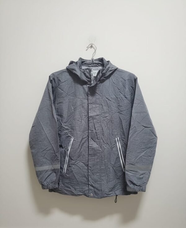 Grey Heather Hooded Rain Jacket
