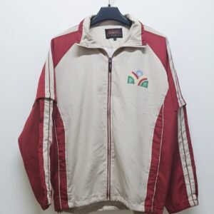 Beige & Maroon Retro Track Jacket