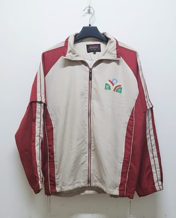 Beige & Maroon Retro Track Jacket