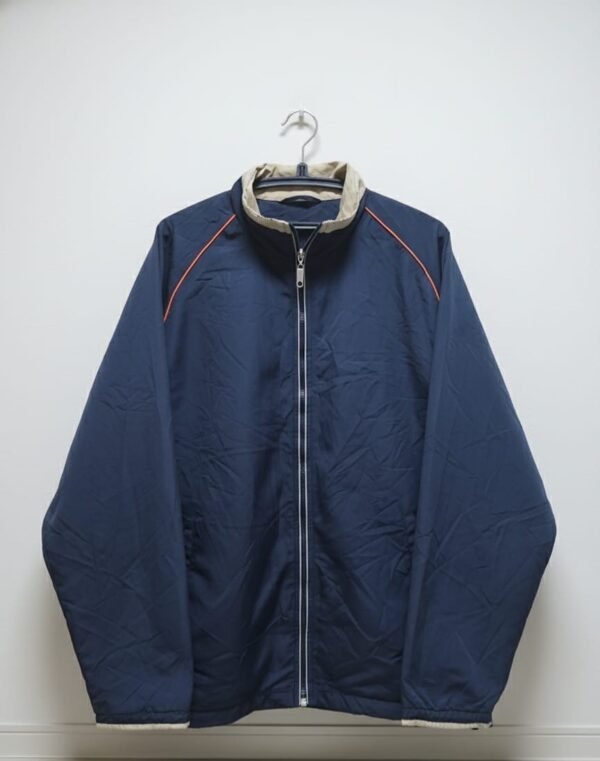 Navy Windbreaker with Beige Collar